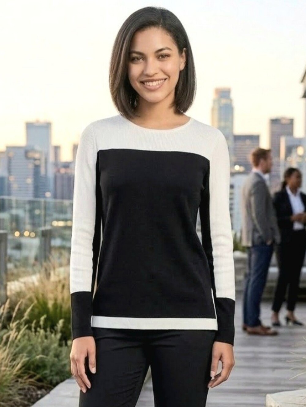 Zara Collection Colorblock Layered Long Sleeve Blouse Size S